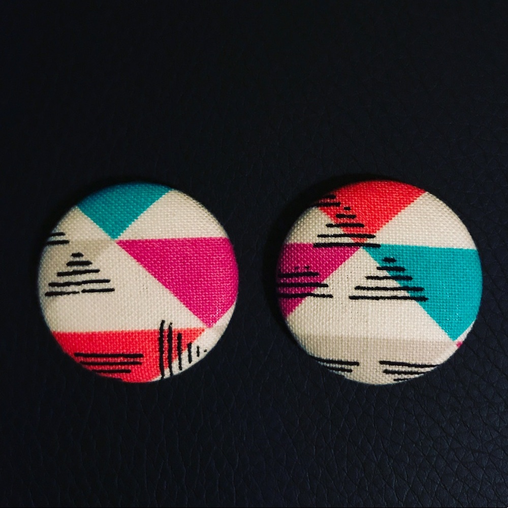 Handmade Retro Triangle Button Earrings